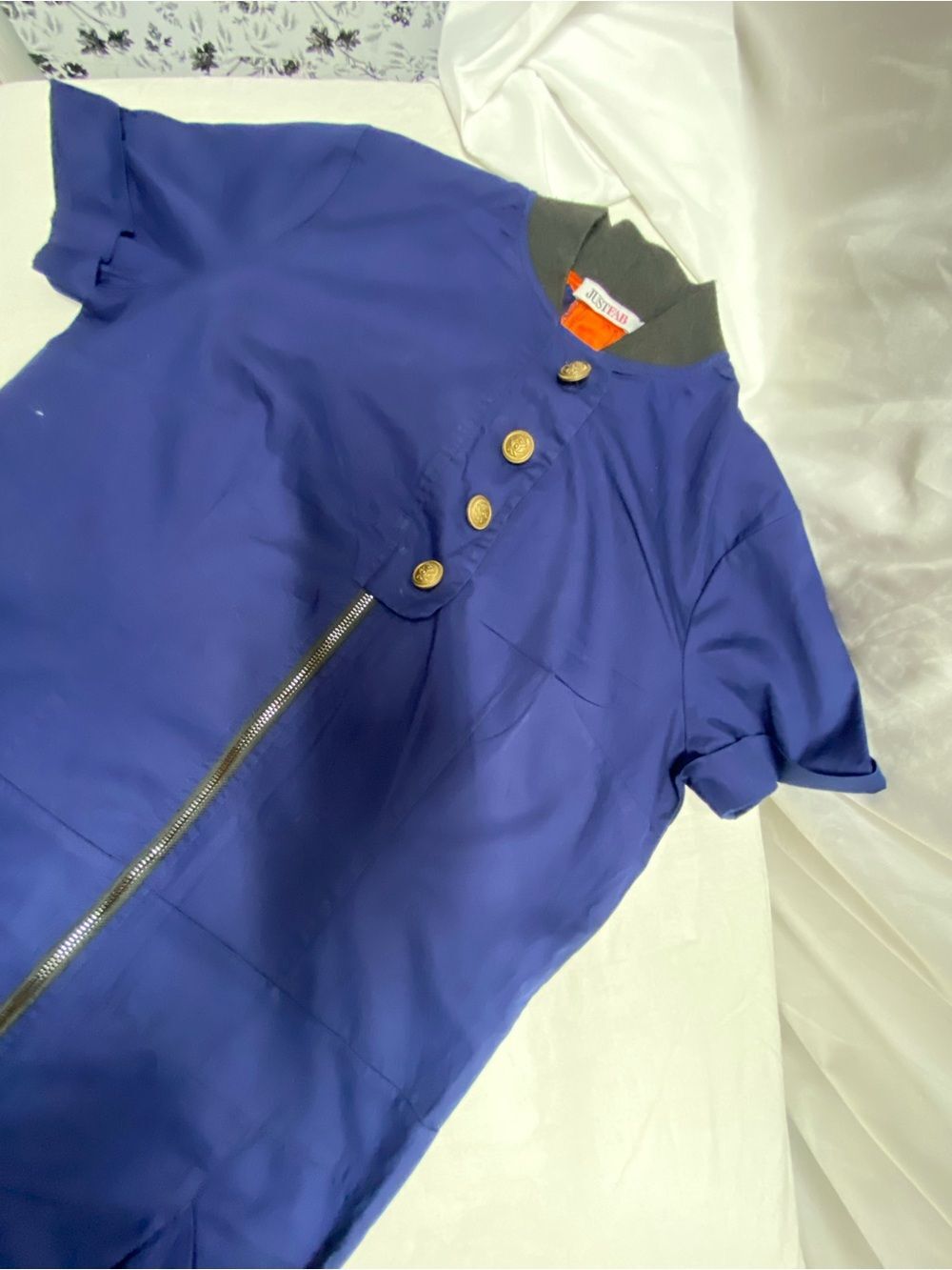 * Just fab medium uniform style Jumpsuit navy Front Zip back pockets utility